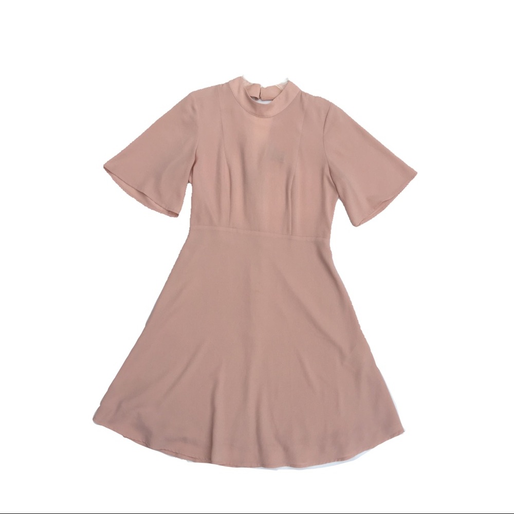 H&M Short Sleeves Open Back Beige Dress